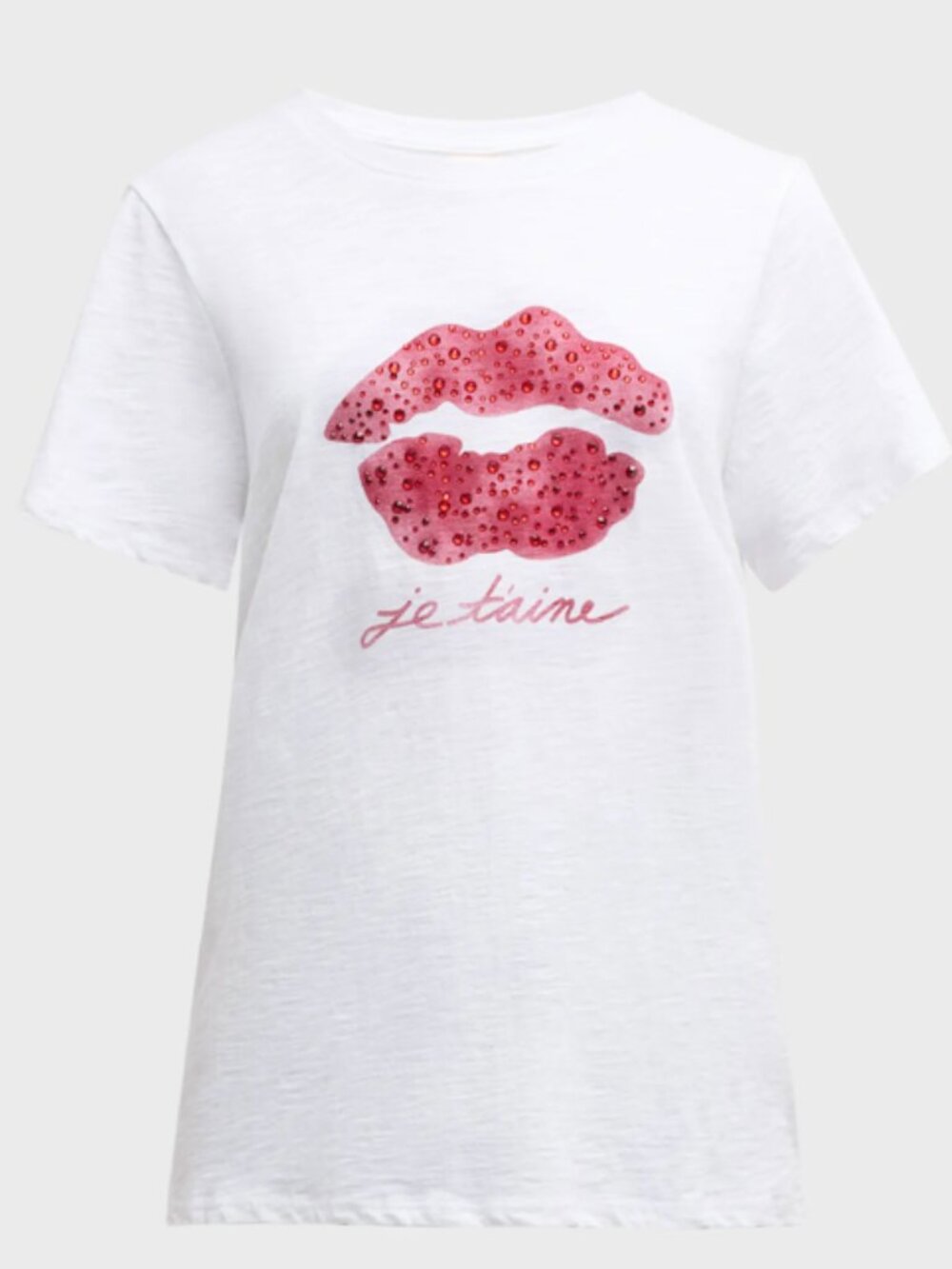 Cinq à Sept Red Crystals Kisses Je T'aime Shrunken Tee | Size: XS|RT $185 | EUC